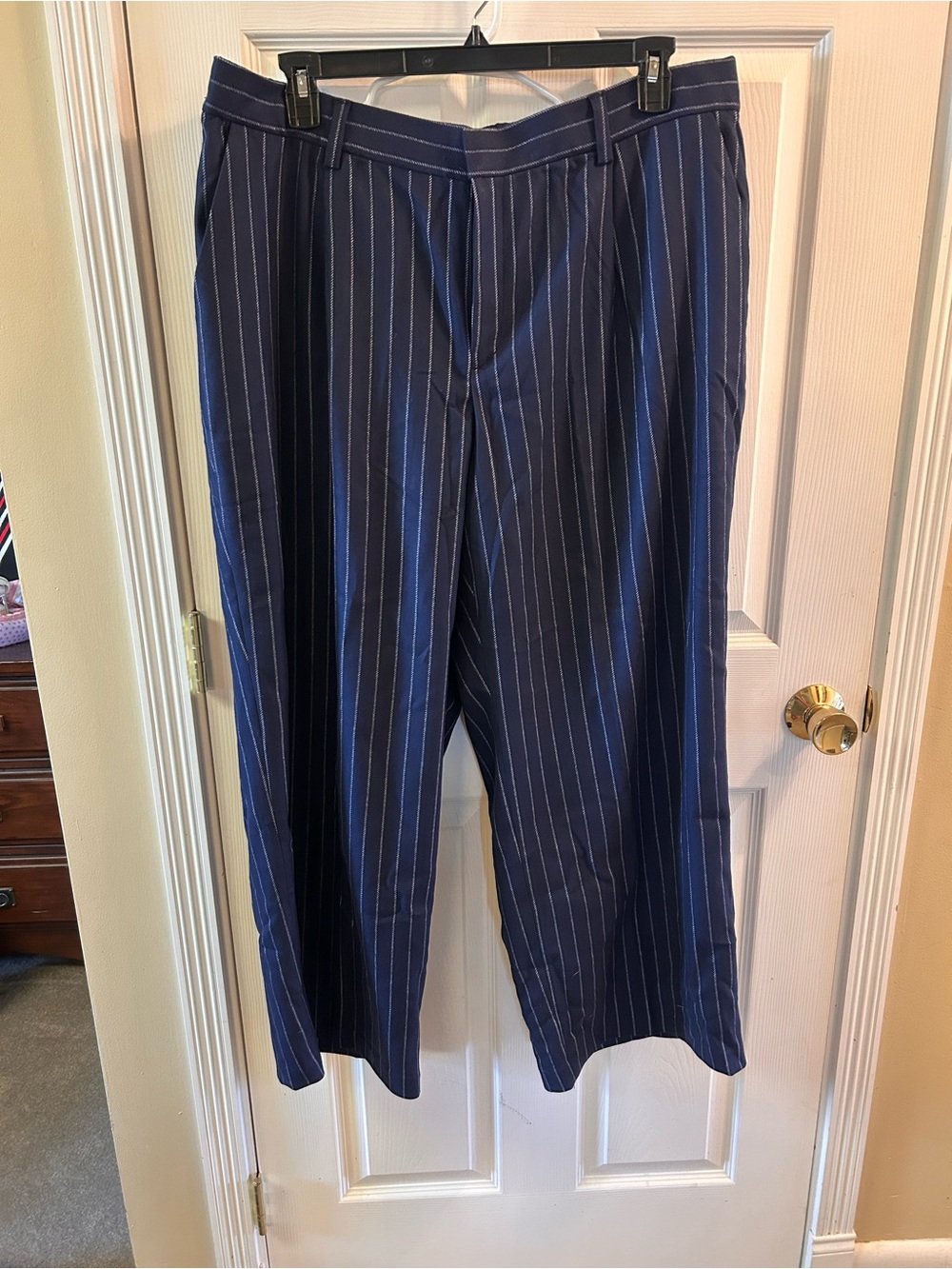 Lands' End Navy Pinstripe Trousers